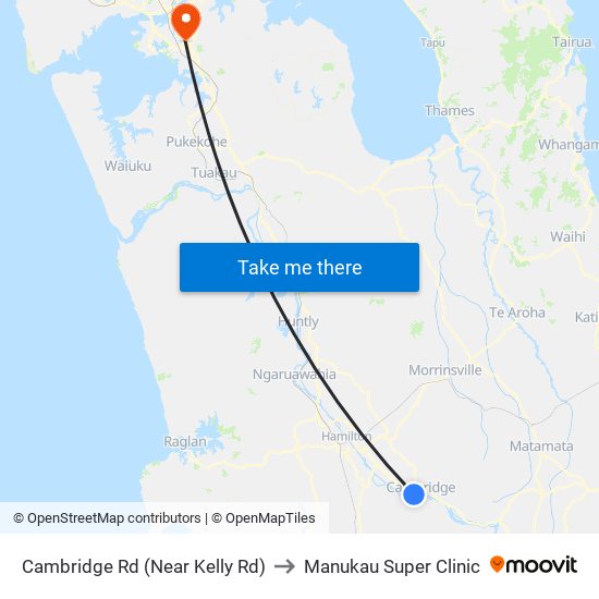 Cambridge Rd (Near Kelly Rd) to Manukau Super Clinic map