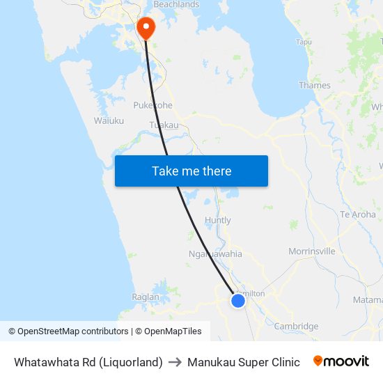 Whatawhata Rd (Liquorland) to Manukau Super Clinic map