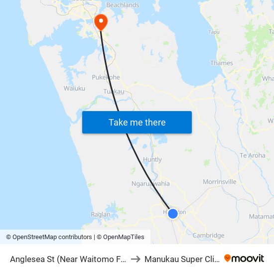 Anglesea St (Near Waitomo Fuel) to Manukau Super Clinic map