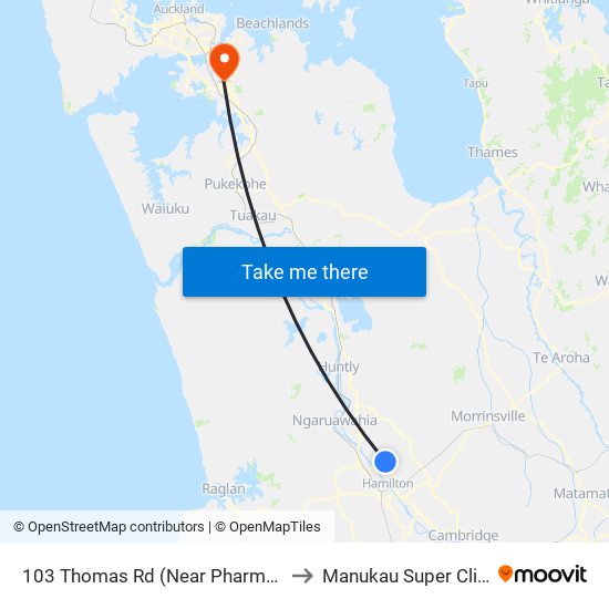 103 Thomas Rd (Near Pharmacy) to Manukau Super Clinic map