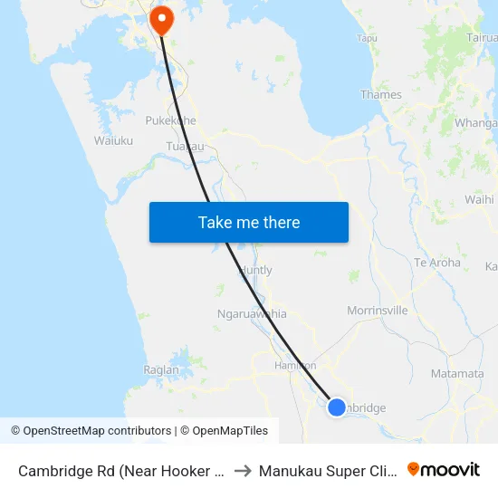Cambridge Rd, Tamahere (Near Hooker Rd) to Manukau Super Clinic map