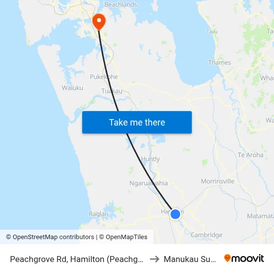 Peachgrove Rd, Hamilton (Peachgrove Intermediate) to Manukau Super Clinic map