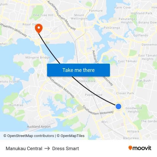 Manukau Central to Dress Smart map