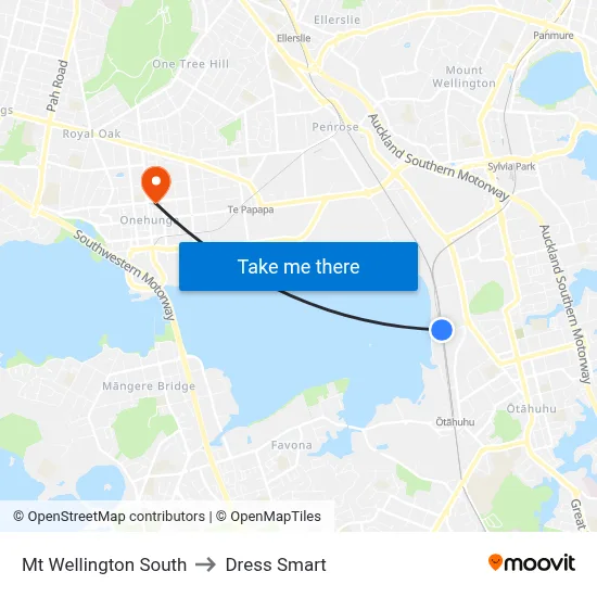 Mt Wellington South to Dress Smart map