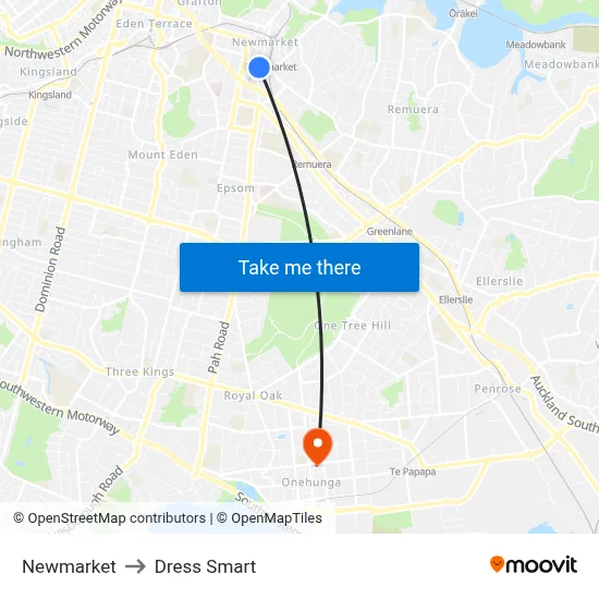 Newmarket to Dress Smart map