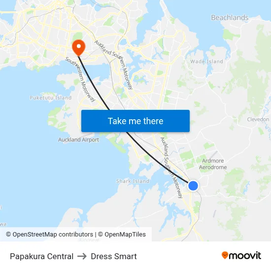 Papakura Central to Dress Smart map