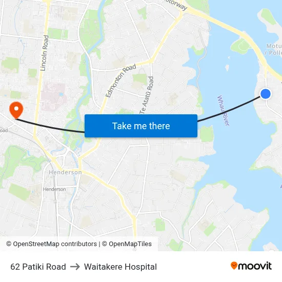 62 Patiki Road to Waitakere Hospital map
