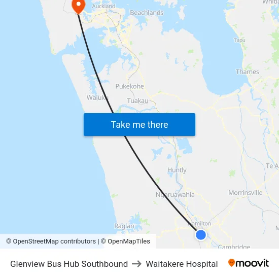Glenview Bus Hub Southbound to Waitakere Hospital map