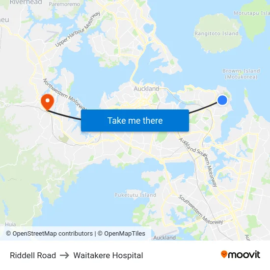 Riddell Road to Waitakere Hospital map
