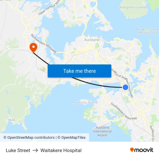 Luke Street to Waitakere Hospital map