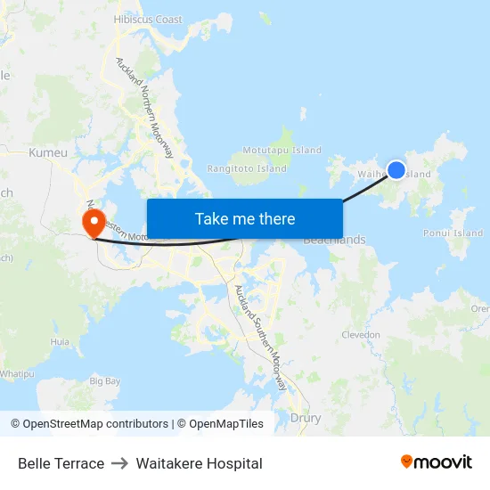 Belle Terrace to Waitakere Hospital map