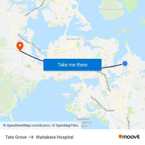 Tate Grove to Waitakere Hospital map