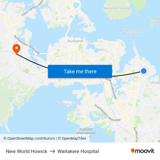 New World Howick to Waitakere Hospital map