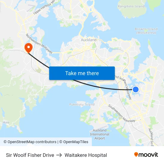 Sir Woolf Fisher Drive to Waitakere Hospital map