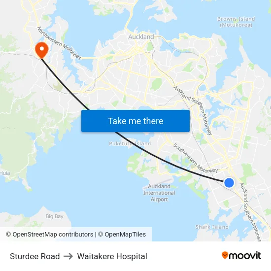 Sturdee Road to Waitakere Hospital map