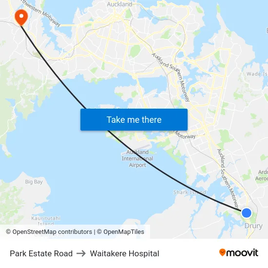 Park Estate Road to Waitakere Hospital map