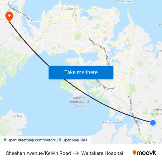 Sheehan Avenue/Kelvin Road to Waitakere Hospital map