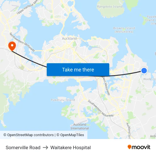 Somerville Road to Waitakere Hospital map