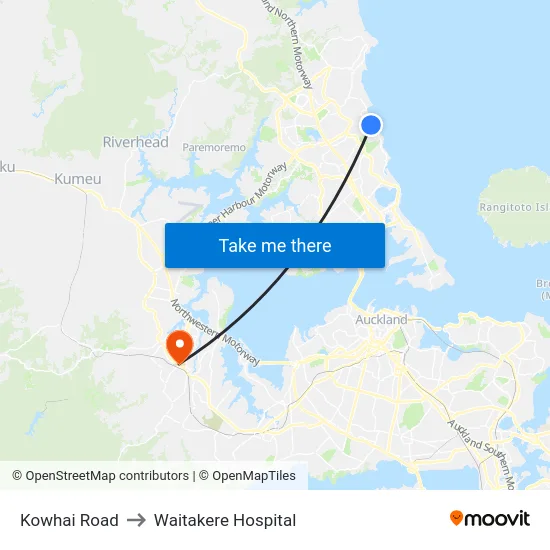 Kowhai Road to Waitakere Hospital map