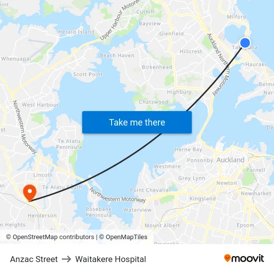 Anzac Street to Waitakere Hospital map