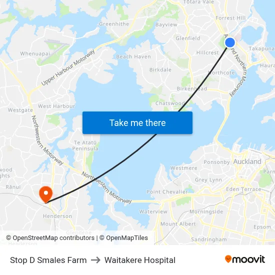 Stop D Smales Farm to Waitakere Hospital map
