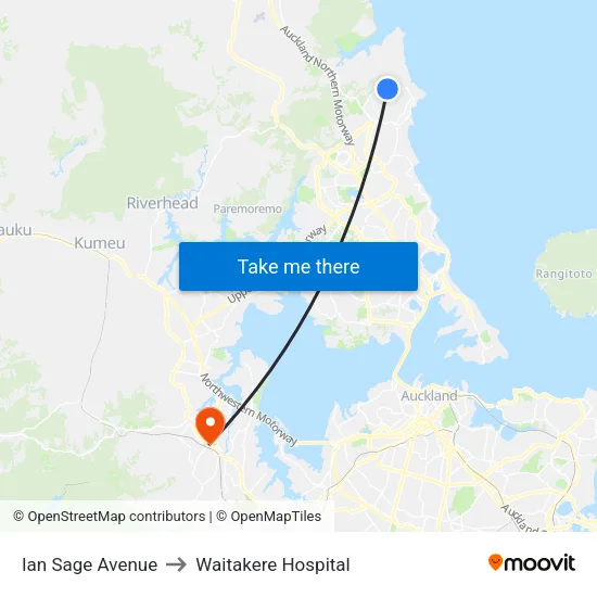 Ian Sage Avenue to Waitakere Hospital map