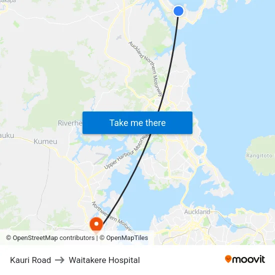 Kauri Road to Waitakere Hospital map