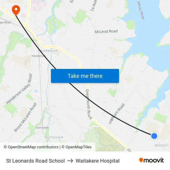 St Leonards Road School to Waitakere Hospital map