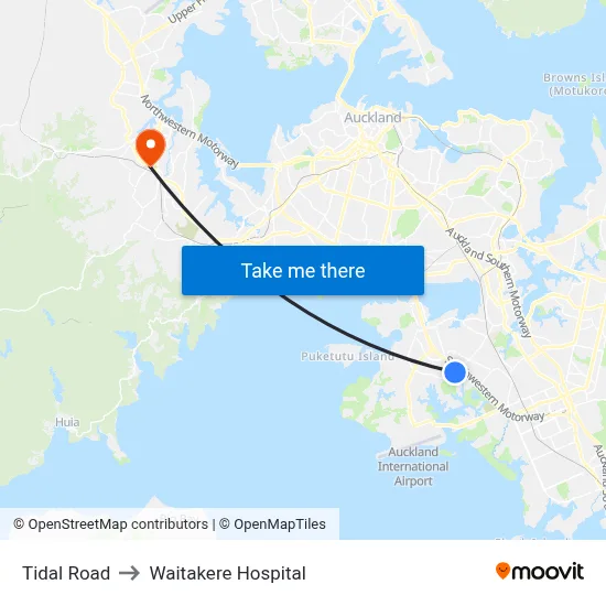Tidal Road to Waitakere Hospital map