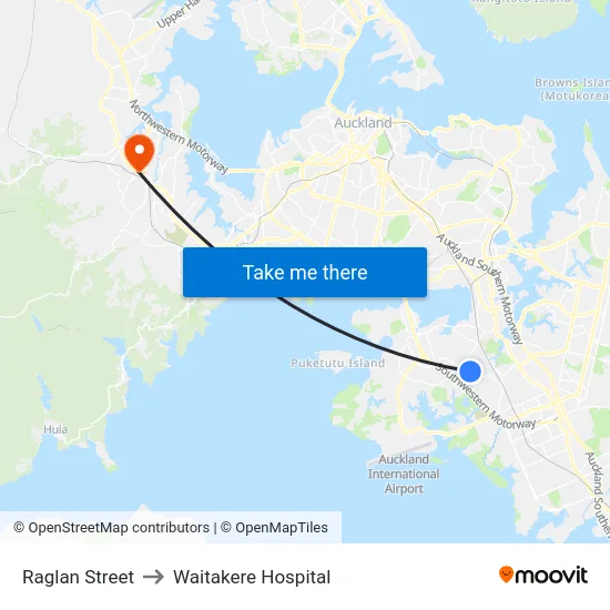 Raglan Street to Waitakere Hospital map