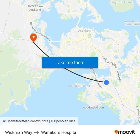 Wickman Way to Waitakere Hospital map