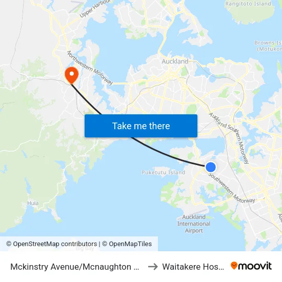 Mckinstry Avenue/Mcnaughton Avenue to Waitakere Hospital map