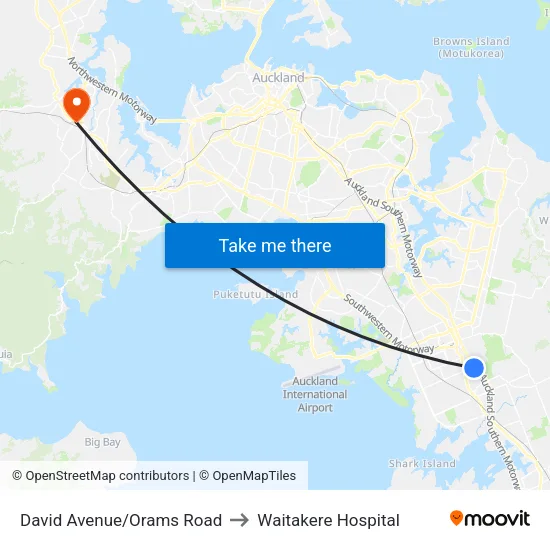 David Avenue/Orams Road to Waitakere Hospital map