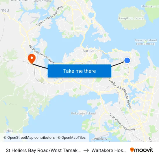 St Heliers Bay Road/West Tamaki Road to Waitakere Hospital map