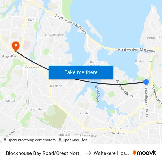 Blockhouse Bay Road/Great North Road to Waitakere Hospital map