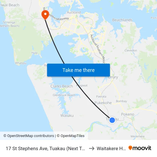 17 St Stephens Ave, Tuakau (Next To Police Station) to Waitakere Hospital map