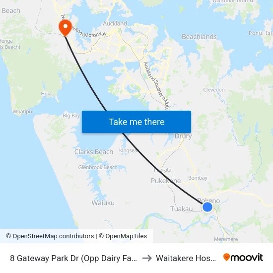 8 Gateway Park Dr, Pokeno (Opp Dairy Factory) to Waitakere Hospital map