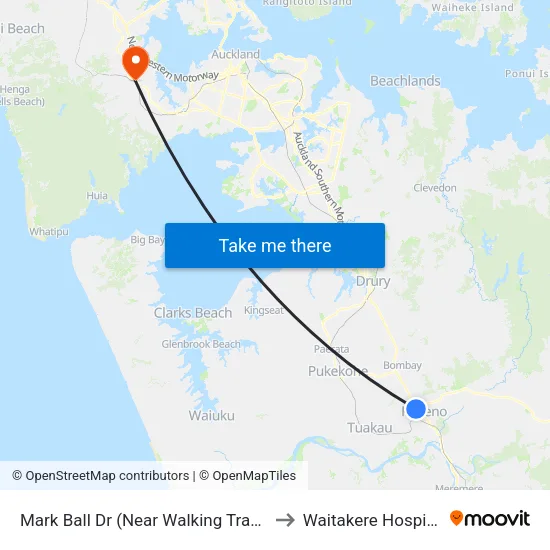 Mark Ball Dr, Pokeno (Near Walking Track) to Waitakere Hospital map