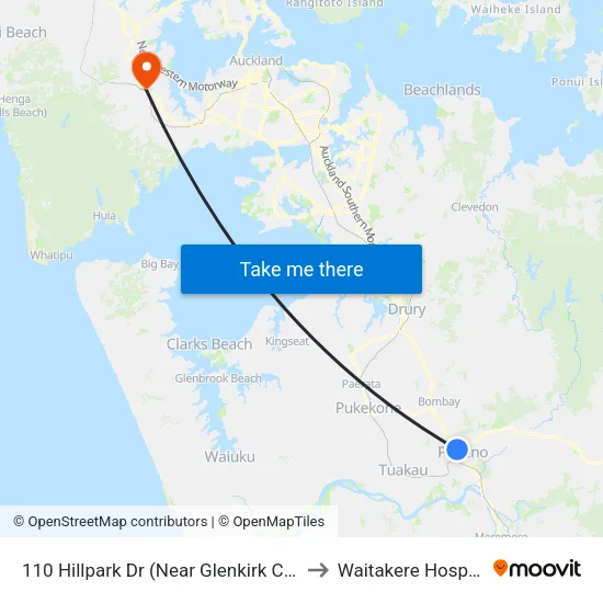 110 Hillpark Dr, Pokeno (Near Glenkirk Cres) to Waitakere Hospital map