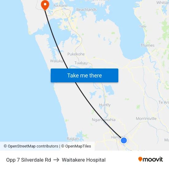 Opp 7 Silverdale Rd, Hamilton to Waitakere Hospital map
