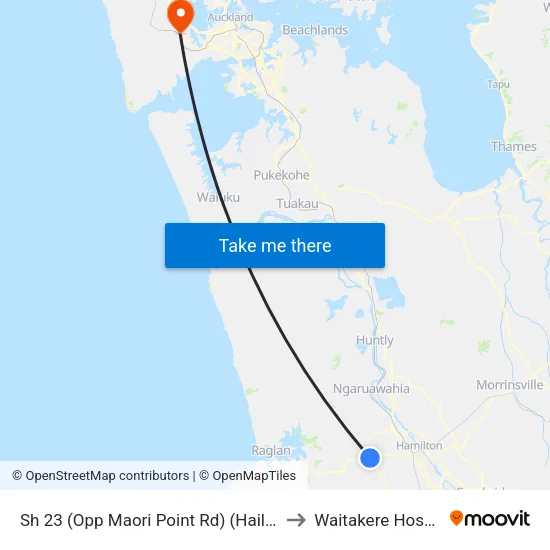 Sh 23 (Opp Maori Point Rd) (Hail2ride) to Waitakere Hospital map