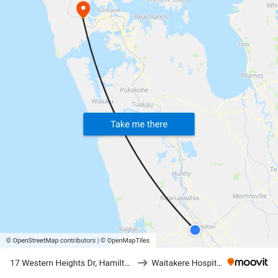 17 Western Heights Dr, Hamilton to Waitakere Hospital map