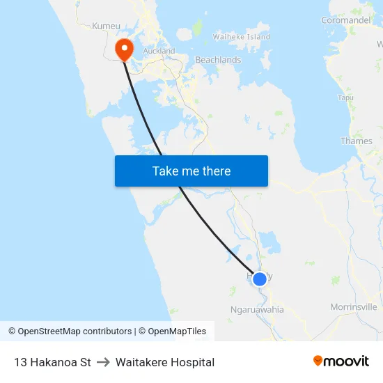 13 Hakanoa St, Huntly to Waitakere Hospital map