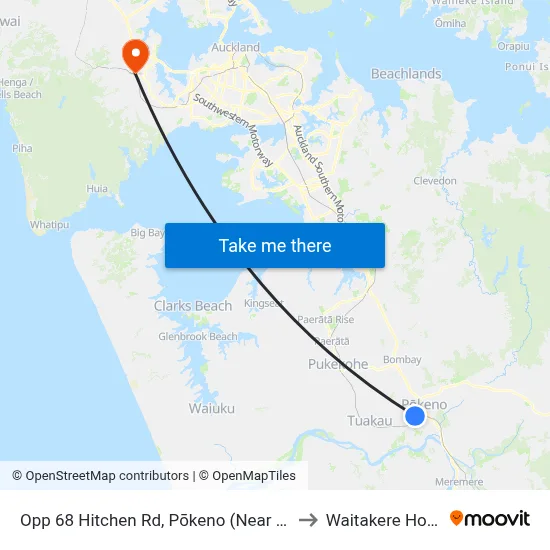Opp 68 Hitchen Rd, Pōkeno (Near Calder Cr) to Waitakere Hospital map