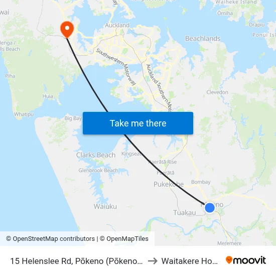 15 Helenslee Rd, Pōkeno (Pōkeno School) to Waitakere Hospital map