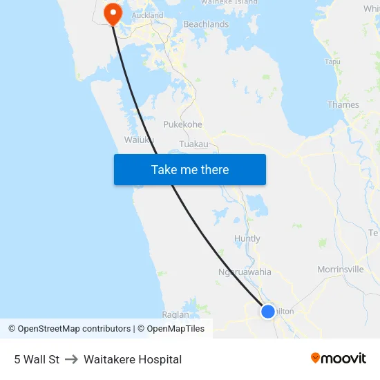 5 Wall St, Hamilton to Waitakere Hospital map