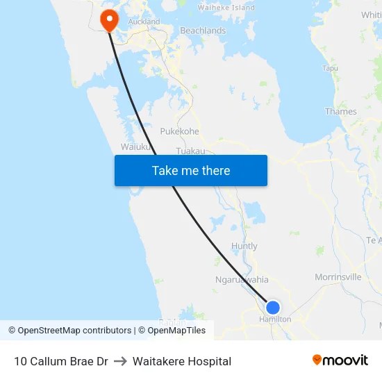 10 Callum Brae Dr, Hamilton to Waitakere Hospital map