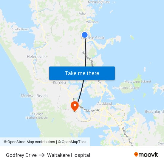 Godfrey Drive to Waitakere Hospital map
