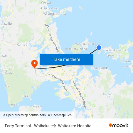 Ferry Terminal - Waiheke to Waitakere Hospital map