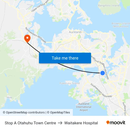 Stop A Otahuhu Town Centre to Waitakere Hospital map